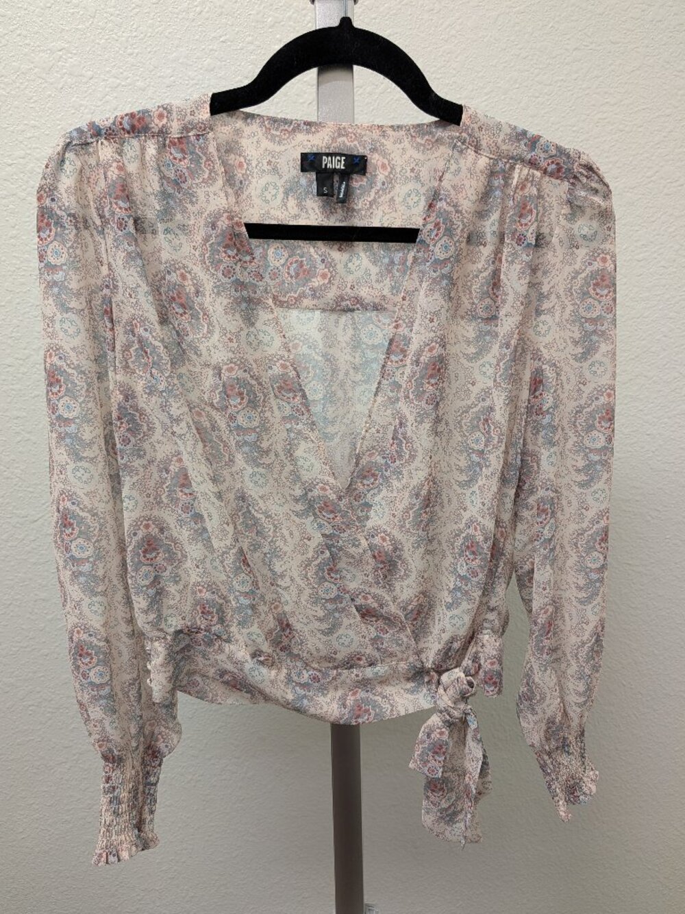 PAIGE Margherita Tie Waist Blouse, size Small